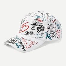 Romwe Guys Graffiti Pattern Baseball Cap