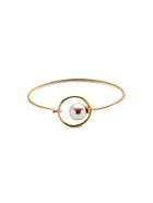 Romwe Gold Plated Faux Pearl Smooth Design Bangle