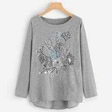 Romwe Plus Contrast Sequin Embroidery Tee