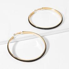 Romwe Two Tone Oversize Hoop Earrings