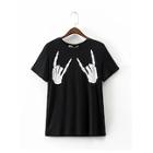 Romwe Skull Print Boyfriend T-shirt