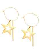 Romwe Gold Plated Star Geometric Hoop Earrings