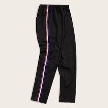 Romwe Guys Contrast Taped Side Pants