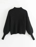 Romwe Lantern Sleeve Ribbed Sweater