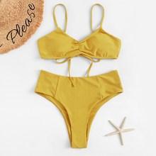 Romwe Knot Back Triangle Bikini Set