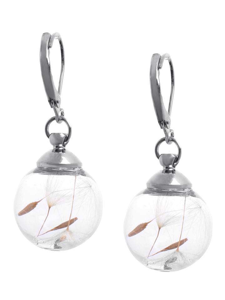 Romwe Glass Globe Drop Earrings