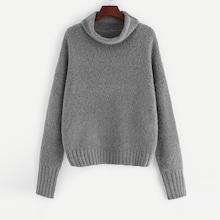 Romwe Rolled Neck Drop Shoulder Fuzzy Jumper