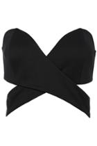 Romwe Cut-out Wrap Black Crop