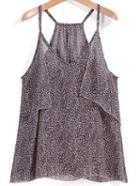 Romwe Spaghetti Strap Leopard Print Chiffon Cami Top