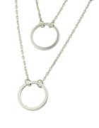Romwe Silver  Two Layers Round Pendant Necklace