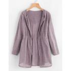 Romwe Drawstring Waist Hoodie Cardigan