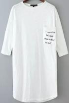 Romwe With Pocket Letter Print T-shirt