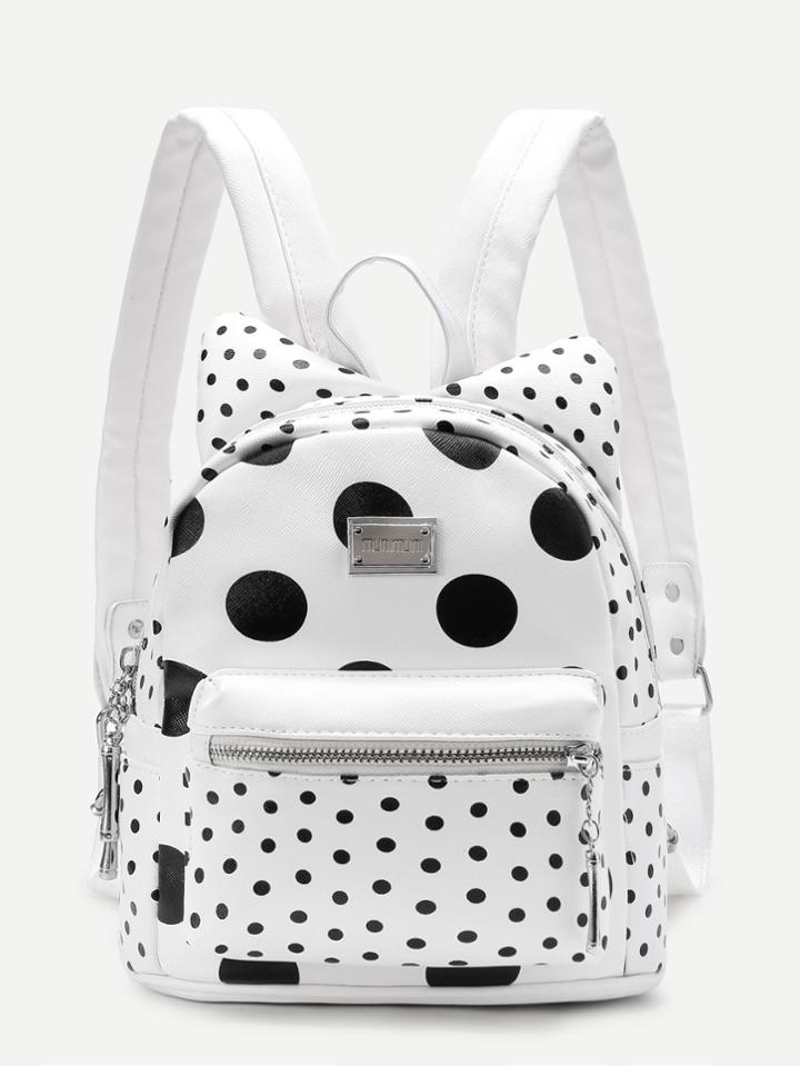 Romwe Polka Dot Ear Design Pu Backpack