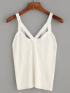Romwe White Cut Out Knit Cami Top