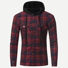 Romwe Men Plaid Hooded Jacket