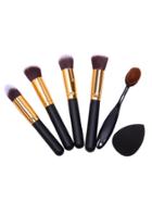 Romwe Black Professional Makeup Brush Set With Blending Sponge