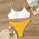 Romwe Two Tone Smocked Bikini Set