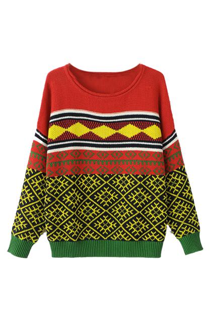 Romwe Geometric Pattern Knitted Jumper