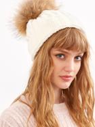 Romwe White Ribbed Detachable Pom Pom Hat