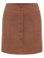 Romwe Single Breasted A-line Khaki Skirt