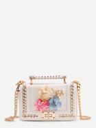 Romwe Random Color Flower Embellished  Chain Bag With Handle