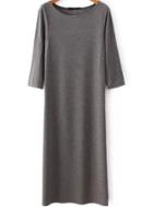 Romwe Grey Knit Dress With Half Sleeve