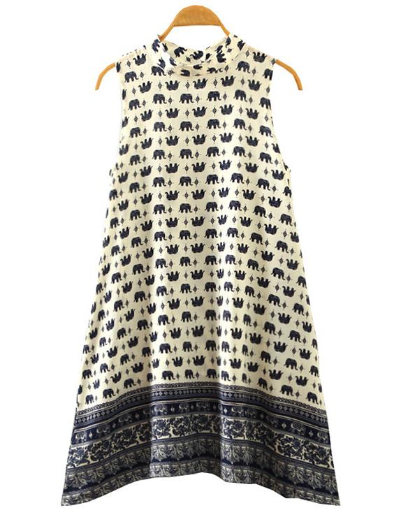 Romwe Multicolor Tribal Print Swing Dress