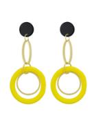 Romwe Yellow Circle Colorful Resin Party Big Hanging Earrings For Women