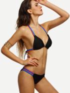 Romwe Black Strappy Braided Slim Racerback Bikini Set
