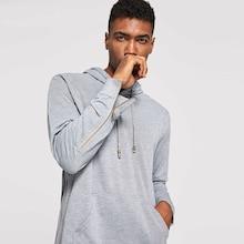 Romwe Men Zipper Detail Curved Hem Hoodie