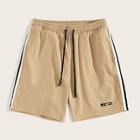 Romwe Guys Pocket Patched Striped Tape Side Shorts