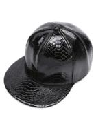 Romwe Crocodile Pattern Pu Baseball Hat