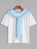 Romwe White Contrast Trim 2 In 1 T-shirt