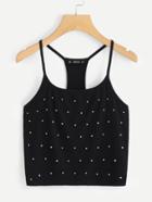 Romwe Racer Back Studded Cami Top