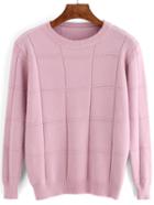 Romwe Crew Neck Jersey Pink Sweater