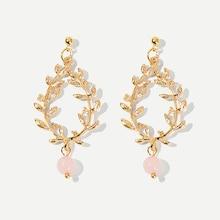Romwe Leaf Design Drop Earrings