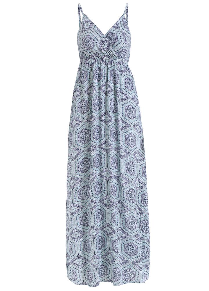 Romwe Spaghetti Strap Geometric Print Maxi Dress