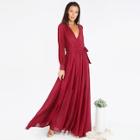 Romwe Self Tie Surplice Flowy Maxi Dress