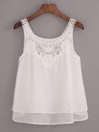 Romwe Crochet Neckline Chiffon Tank Top