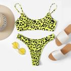 Romwe Random Leopard High Leg Bikini Set