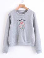 Romwe Rose Embroidery Jumper Sweatshirt