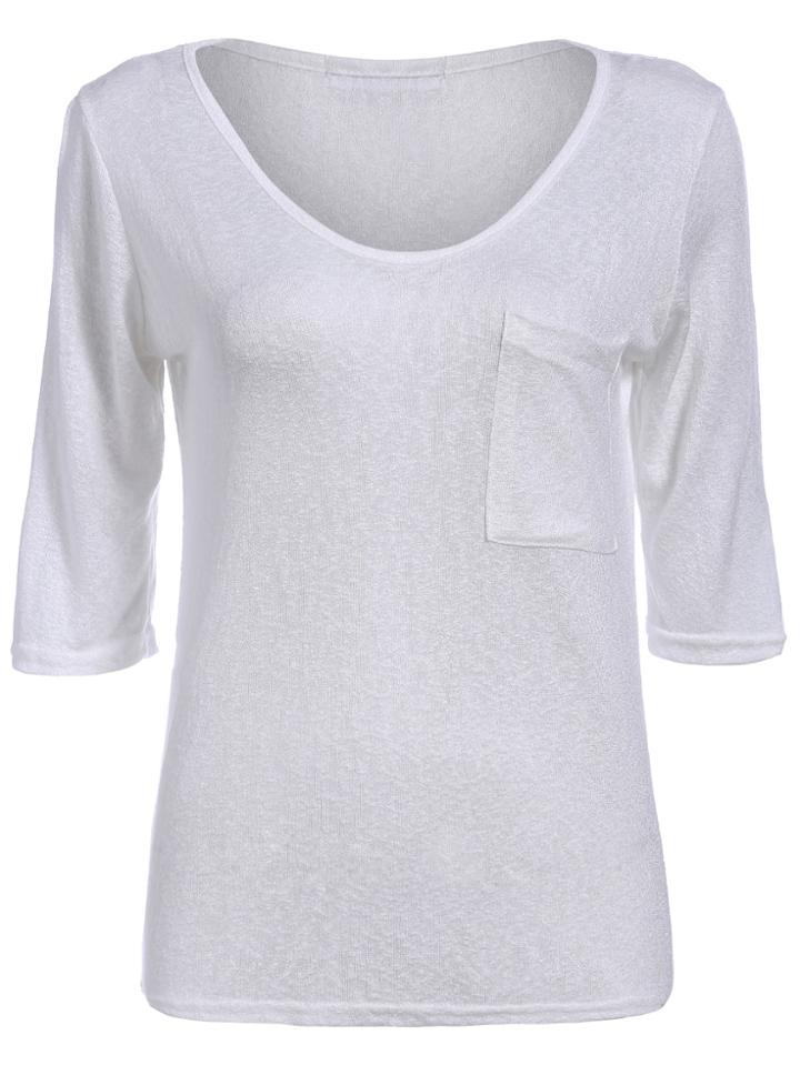 Romwe Half Sleeve With Pocket T-shirt