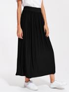 Romwe Crinkle Elastic Waist Full Length Skirt