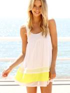 Romwe White Color Block Lace Up Back Flounce Tent Dress