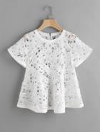 Romwe Zip Back Floral Crochet Trapeze Top