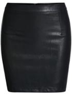 Romwe Bodycon Pu Zipper Black Skirt