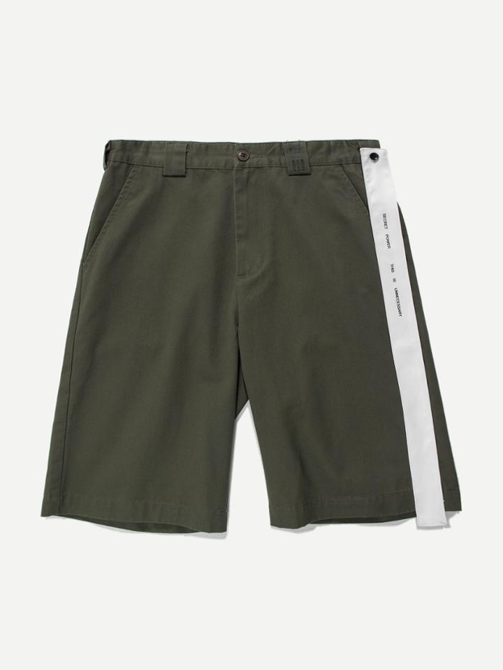 Romwe Men Letter Tape Detail Shorts