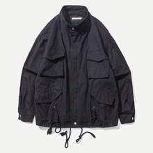Romwe Men Stand Collar Drawstring Solid Jacket