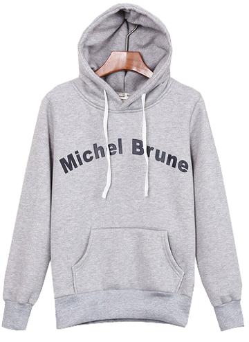 Romwe Hooded Michel Brune Print Sweatshirt