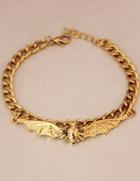 Romwe Gold Bat Chain Link Bracelet